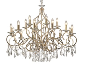 Torino French Gold Crystal Ceiling Lights Diyas Tiered Crystal Fittings